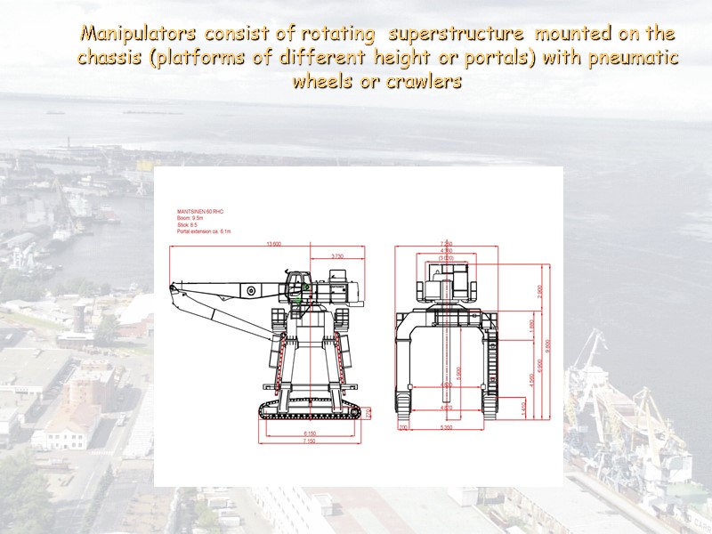 Manipulators consist of rotating  superstructure mounted on the chassis (platforms of different height